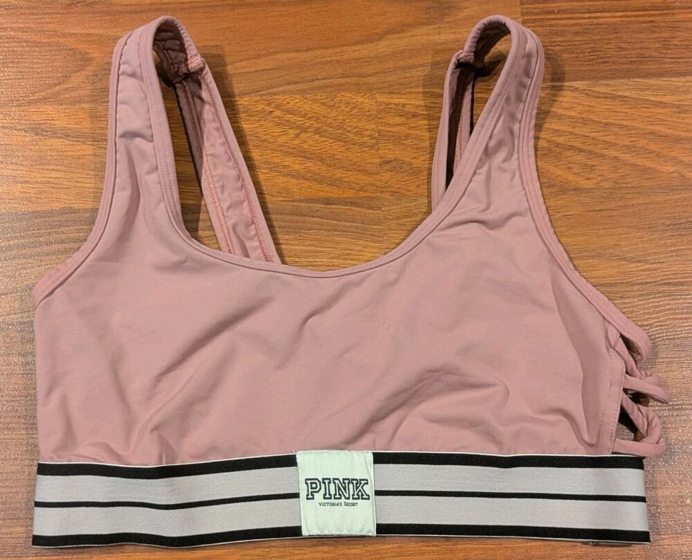Victoria’s Secret PINK Ultimate Unlined Bralette Bra Mauve Pink Logo Band M